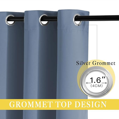 NICETOWN Patio Door Curtain for Sliding Glass Door, Thermal Insulated Blackout Curtain Drape for Living Room/Kitchen/Bedroom (Stone Blue, 1 Panel, 80 x 84 inch)