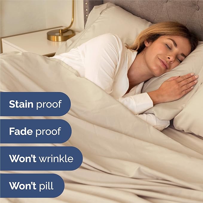 Twin 4 Piece Sheet Set - Cooling, Comfy & Breathable - Hotel Luxury Bedding, Includes Fitted Sheet for Women, Men, Kids and Teens - 1 Flat, 1 Fitted Sheet, 2 Pillowcases with Deep Pockets - Wheat
