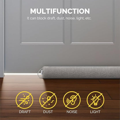 fowong Weighted Under Door Noise Stopper 40 Inch, Long Draft Stopper for Bottom of Door Soundproof Draft Guard, Gray