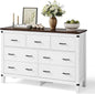 LINSY HOME Farmhouse Dresser for Bedroom with 7 Drawers, 53” Wide Rustic Wood Chest with Deep Drawer, Modern Dressers with Storage and Metal Handles for Closet, Living Room, Hallway, Off White