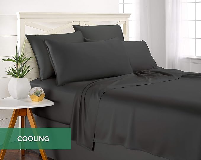 Pure Bamboo Twin XL Sheets, Genuine 100% Organic Viscose Derived from Bamboo Bed Sheet Set, Luxuriously Soft & Cooling, Double Stitching, 2 Year Quality Promise (Twin XL, Charcoal)