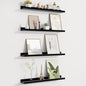 Fun Memories Picture Ledge Shelf for Wall, Floating Shelves Set of 4, 24 Inch Long Nursery Book Shelves for Toys Storage, Kids Bookshelf Wall Mounted for Books Photo Frames, Black