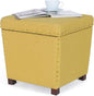 Adeco Square Storage Ottoman with Hinged Lid, Modern Accent Bench Footrest Stool, Coffee Table for Living Room Bedroom,Yellow Large