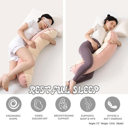 Peallow(Pat. Pend) – Long Round Body Pillow for Adults, Bolster Pillow for Sleeping, Soft and Supportive Pillow for Sleeping & Lumbar Support(Blush Pink,39")
