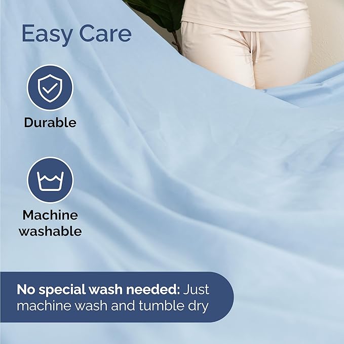 Twin 4 Piece Sheet Set - Cooling, Comfy & Breathable - Hotel Luxury Bedding, Includes Fitted Sheet for Women, Men, Kids & Teens - 1 Flat, 1 Fitted Sheet, 2 Pillowcases with Deep Pockets - Baby Blue