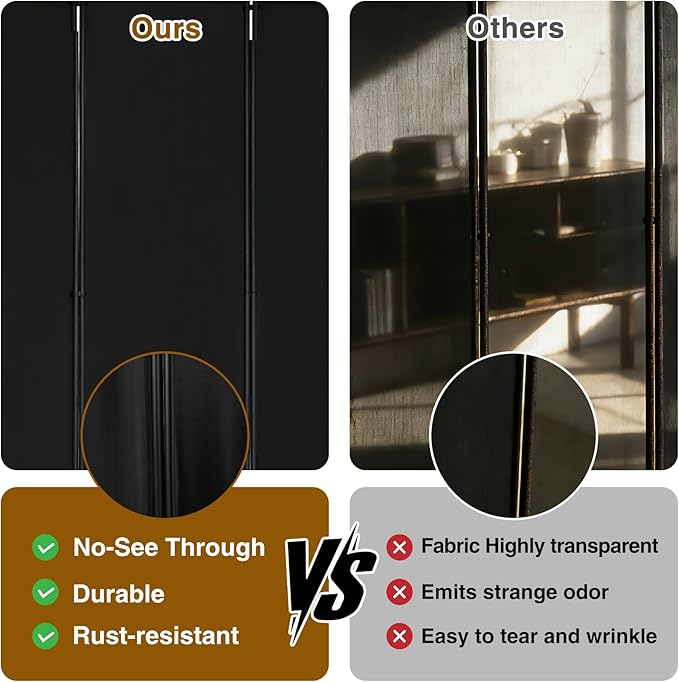 Large 6 Panel Freestanding Folding Room Divider with Support Base, 10FT Wide 6FT Tall Privacy Screen Partition Room Dividers with Freely Combined Connector, 119"x71", Black