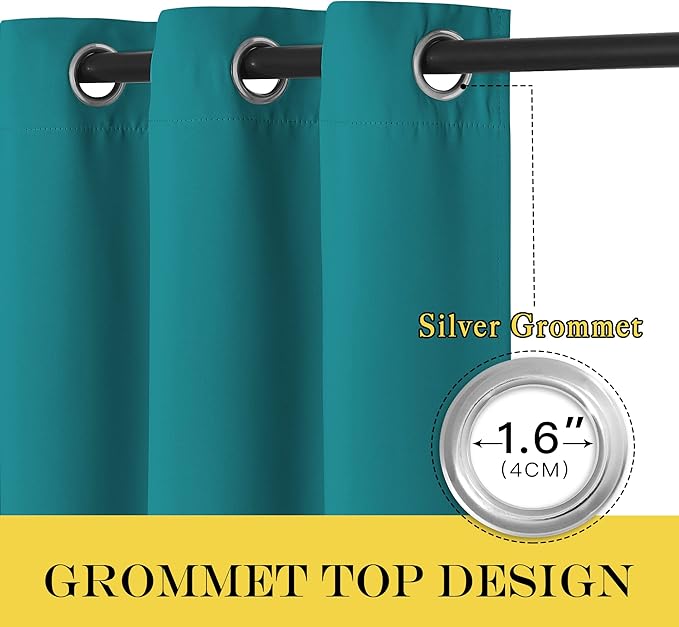 NICETOWN Blackout Room Divider Curtains for Sliding Glass Doors 102 Inches Long 1 Panel, Extra Wide Curtains for Doorway Patio Bedroom Living Room (Peacock Teal, 80Wx102L, 1 Panel)