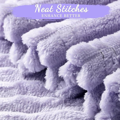 Buryeah 6 Pcs Flannel Throw Blanket Bulk 50 x 60 in Sleepover Blanket Outdoor Wedding Throw Lightweight, Oeko-tex Standard 100 Certified for Sofa Homeless Gifts (Light Purple)