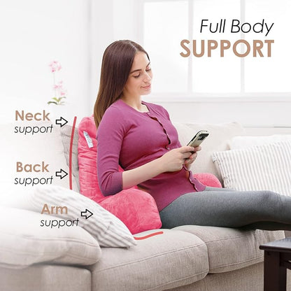 Nestl Reading Pillow for Kids & Teens with Shredded Memory Foam, Backrest Pillows for Reading, Watching, and Gaming, Use on The Couch, Bed, or Floor, Adjustable Support with Washable Cover Light Pink