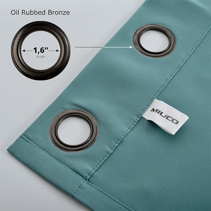 MIUCO Room Darkening Grommet Blackout Curtains for Bedroom 52 x 63 Inch Teal 2 Panels