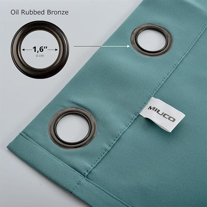 MIUCO Room Darkening Grommet Blackout Curtains for Bedroom 52 x 63 Inch Teal 2 Panels