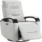 CHITA Genuine Leather Power Swivel Glider Rocker Recliner, FSC Certified Mid Century Modern Recliner Chair for Adults, Adjustable Power Headrest, for Nursery and Living Room, Creamy Grey