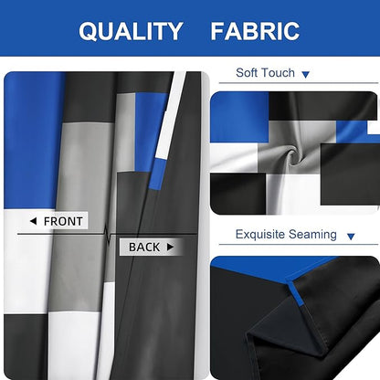 Royal Blue 100% Blackout Curtains for Bedroom 96 inch Long 2 Panels Set Navy Blue Modern Abstract Black Out Curtains Black Grey Insulated Room Darkening Window Drapes for Living Room, 52Wx96L