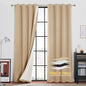 RYB HOME 100% Blackout Curtains, Noise Reducing 108 inch Curtains Dust Filter Draft Block Window Drapes Privacy Drapes for Living Room Playroom Nursery, W52 x L108 inch, Biscotti Beige, 2 Panels