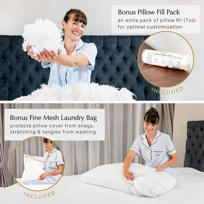 Aricove Bed Pillow for Sleeping, Side Sleeper Pillow for Adults, Queen Size, Adjustable Firm Memory Foam & Soft Microfiber Fill, Neck and Shoulder Support