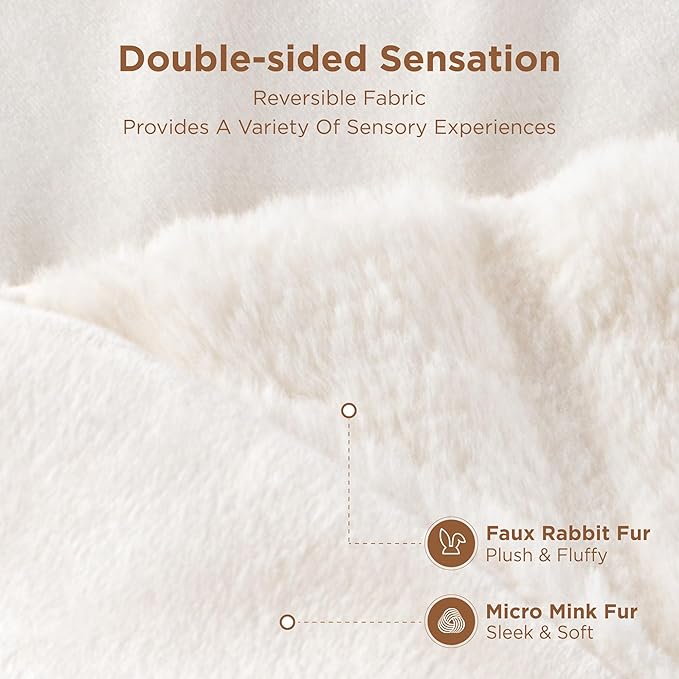 Sophia & William Throw Blanket for Couch Sofa(90x90 Inches) - Faux Fur Throw Soft Cozy, Gifts for Women, Cream