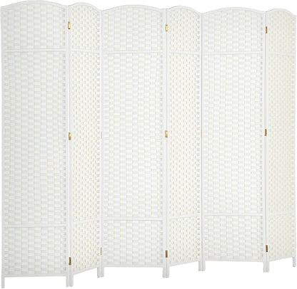 HOMCOM Room Divider, 6 Panel Folding Privacy Screen, 5.6' Tall Freestanding Wall Partition for Home Office, Bedroom, White