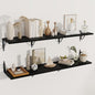 Dreamland Deep Floating Shelves, 55" W x 12" D Wall Shelves Set of 2, Wide Display Shelf Wall Mounted with Brackets, Bookshelf for Living Room, Bathroom, Bedroom, Black