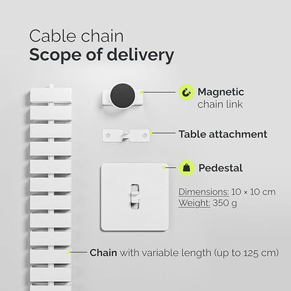VALU Cable Management Spine – 49 Inch Cable Organizer for Standing & Fixed Desks – Sturdy & Flexible with Magnetic Link – Cord Management System Under Desk with Steel Base & Non-Slip Pads