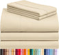 LuxClub 5 PC Split King Sheet Set, Deep Pockets Wrinkle Free Cooling Bed Sheets Hotel Bedding for Women, Men, Includes 2 Fitted Sheet, 1 Flat Sheet and 2 PillowcasesCream