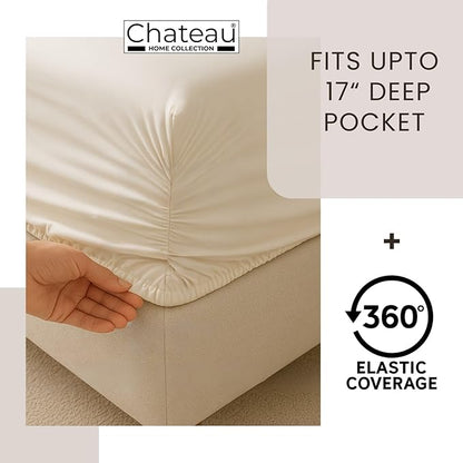 400 Thtread Count twinSize Bed Sheets, 100% Egyptian Cotton twinSheets Set With 1 Flat Sheet Fitted Sheet & Pillowcase, Soft Sateen Weave Fits Upto 17", Machine Washable & Naturally Cooling - Silver