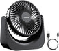 TRILINK Small USB Desk Fan – 5-Speed Mini Table Fan with Adjustable Tilt, Ultra Quiet, USB Powered, Portable Cooling Fan for Home, Desktop, Bedroom, Bed, Office, Travel, and Camping (Black)