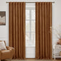 LAMIT Bronze Brown Velvet Curtains for Living Room 108 Inches Long, Mid Century Thermal Blackout Curtains Room Darkening Back Tab and Rod Pocket Panels for French Country, 2 Panels, 52 x 108 Inch