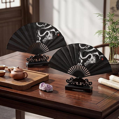 AceOrbit 8 Pcs Fan Stand Holder Plastic Hand Fan Display Stand Base Japanese Chinese Folding Fans Storage Rack for Home Office Shop Decoration