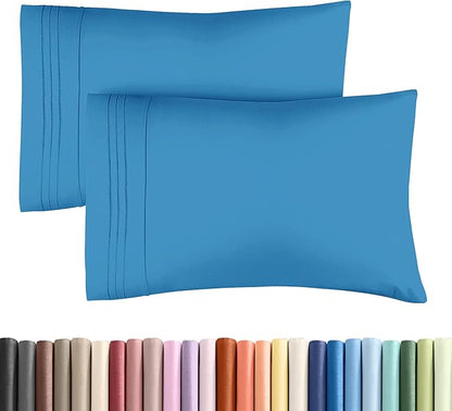 Queen Pillow Cases Set of 2 - Ultra Soft Hotel Quality Pillowcase Covers - Comfy, Cozy & Wrinkle Free - Shrink, Stain & Fade Resistant - Machine Washable Pillow Protectors - 2 Piece Set - Denim Blue