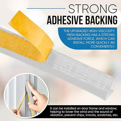 Adhesive V Shape Weatherstrip, Weather Stripping Door Seal Strip Foam Door Frame Insulation Side Jamb Bottom Groove Gap Filler Soundproof V Weatherstripping (White, 1/2 in x 1/2 in x 26 Ft)