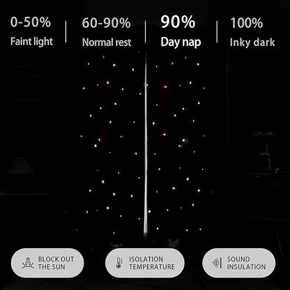 XiDi Dream Star Blackout Curtains for Kids Rooms Girl Princess Curtain for Daughter Bedroom Window (Pink Grey, W52 X L96)