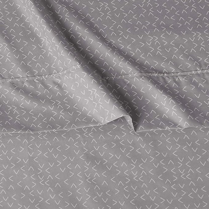 Amazon Basics Lightweight Super Soft Easy Care Microfiber 4 Piece Bed Sheet Set With 14-inch Deep Pockets - King, Grey Arrows,Printed