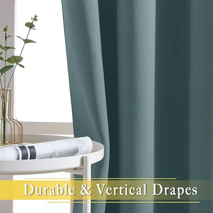 NICETOWN Greyish Blue Sliding Door Curtain for Bedroom, Blackout Patio Door Curtain Room Divider Privacy Thermal Grommet Window Treatment for Living Room, 1 Panel, W80 x L90