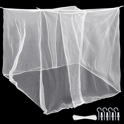 4 Corners Mosquito Net for Mosquiteros para Camas Bed Canopies Netting Bed Drapes Rectangular Mosquito Mesh for Camping Home Outdoor Travel(White B,L79 X W87 X H71 Inch,2 Opening)