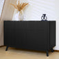 Fluted 6 Drawers Dresser for Bedroom,52" Wide Handleless Chest of Drawers with Faux Marble Top, Wooden Dresser TV Stand, Wood Drawer Organizer for Living Room, Hallway, Black