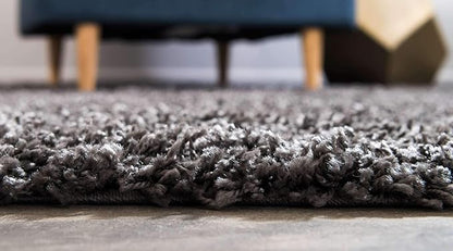 Unique Loom Solid Shag Collection Area Rug (9' x 12' Rectangle, Graphite Gray)