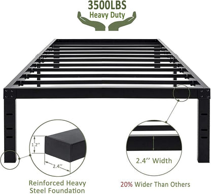 45MinST 18 Inch Maximum Storage Bed Frame/Reinforced Platform /3500lbs Heavy Duty/Easy Assembly/Mattress Foundation/Steel Slat/Noise Free, Twin