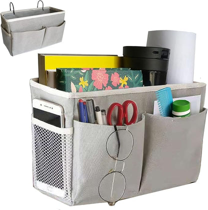 Someteth Bedside Caddy, Bedside Hanging Storage Organizer for College Dorm Bed, Bunk and Hospital Beds, Can be Placed Books, Phones,Keys, Glasses，Magazine Holder (Grey, 1)