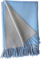 Alashan Cashmere Blend Double Faced Throw-Super Soft and Luxe Fabric- Perfect for Cozy Nights! 95% Merino Wool/5% Cashmere, 50" x 70", Great Gift Item. - Carolina Blue & Platinum
