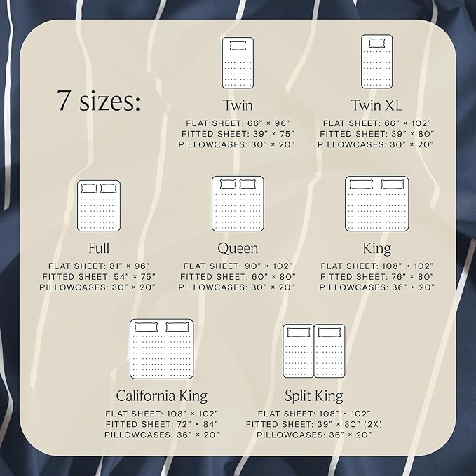 LuxClub 4 PC King Sheet Set, Deep Pockets Wrinkle Free Cooling Bed Sheets Hotel Bedding for Women, Men, Includes 1 Fitted Sheet, 1 Flat Sheet and 2 Pillowcases-Striped - Navy