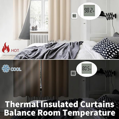 BGment Thermal Insulated 100% Blackout Curtains 84 Inch Length 2 Panels, Total Light Blocking Curtains for Bedroom, Grommet Window Drapes with Thick Black Liner, 52 Inch Wide Each Panel, Champagne