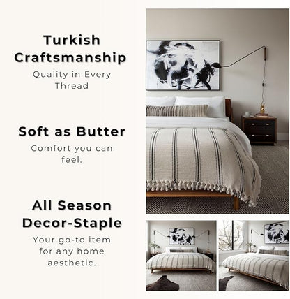 The Loomia 100% Cotton Luxurious Woven Turkish Queen Size Blanket