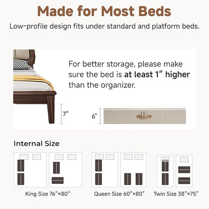 StorageWorks Underbed Storage with Lid, 2-Pack Under Bed Storage Containers for Clothes, Bedding, and Sweaters, Taupe