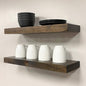 URBANDI, Rustic Floating Shelves, Set of 2, Hidden Bracket, Solid Wood, Heavy Duty, Wall Mounted Shelves, (Dark Brown, 36Wx12D)