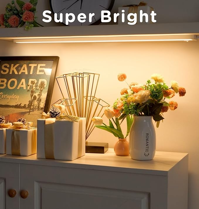 36 Inch Under Cabinet Lighting Plug in, 20W 120V 3 Color 3000K/4000K/5000K, 3 Brightness, Super Bright, Ultra Thin Under Counter Lights for Kitchen, Linkable LED Cabinet Light, White 2Pack
