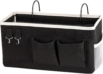 Ozzptuu Bedside Storage Caddy/Bedside Hanging Storage Bag for Headboards Bunk Beds Dorm Rooms Book Phone Magazine Holder (Black)