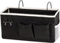 Ozzptuu Bedside Storage Caddy/Bedside Hanging Storage Bag for Headboards Bunk Beds Dorm Rooms Book Phone Magazine Holder (Black)