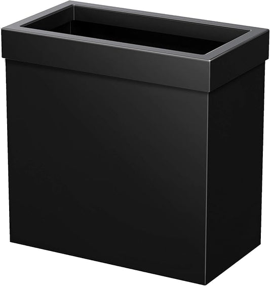 Gatco Modern Rectangle Wastebasket, Matte Black - Stainless Steel Trash Can with Removable Lid, Leakproof, 3 Gallon Capacity for Bathroom, Bedroom, Kitchen, or Office
