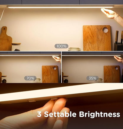 36 Inch Under Cabinet Lighting Plug in, 20W 120V 3 Color 3000K/4000K/5000K, 3 Brightness, Super Bright, Ultra Thin Under Counter Lights for Kitchen, Linkable LED Cabinet Light, White