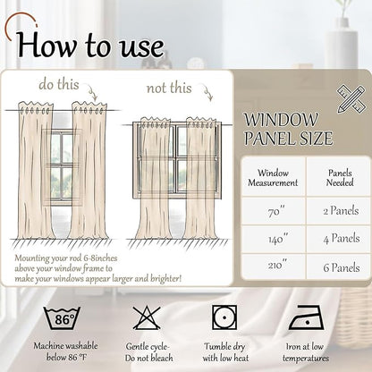 Linen Blackout Curtains for Living Room Narrow Window, Thermal Insulated Complete Light Blocking Soundproof Small Curtains for Bedroom, Each 38 Inch Wide 80 Inch Length 2 Panels, Burlap